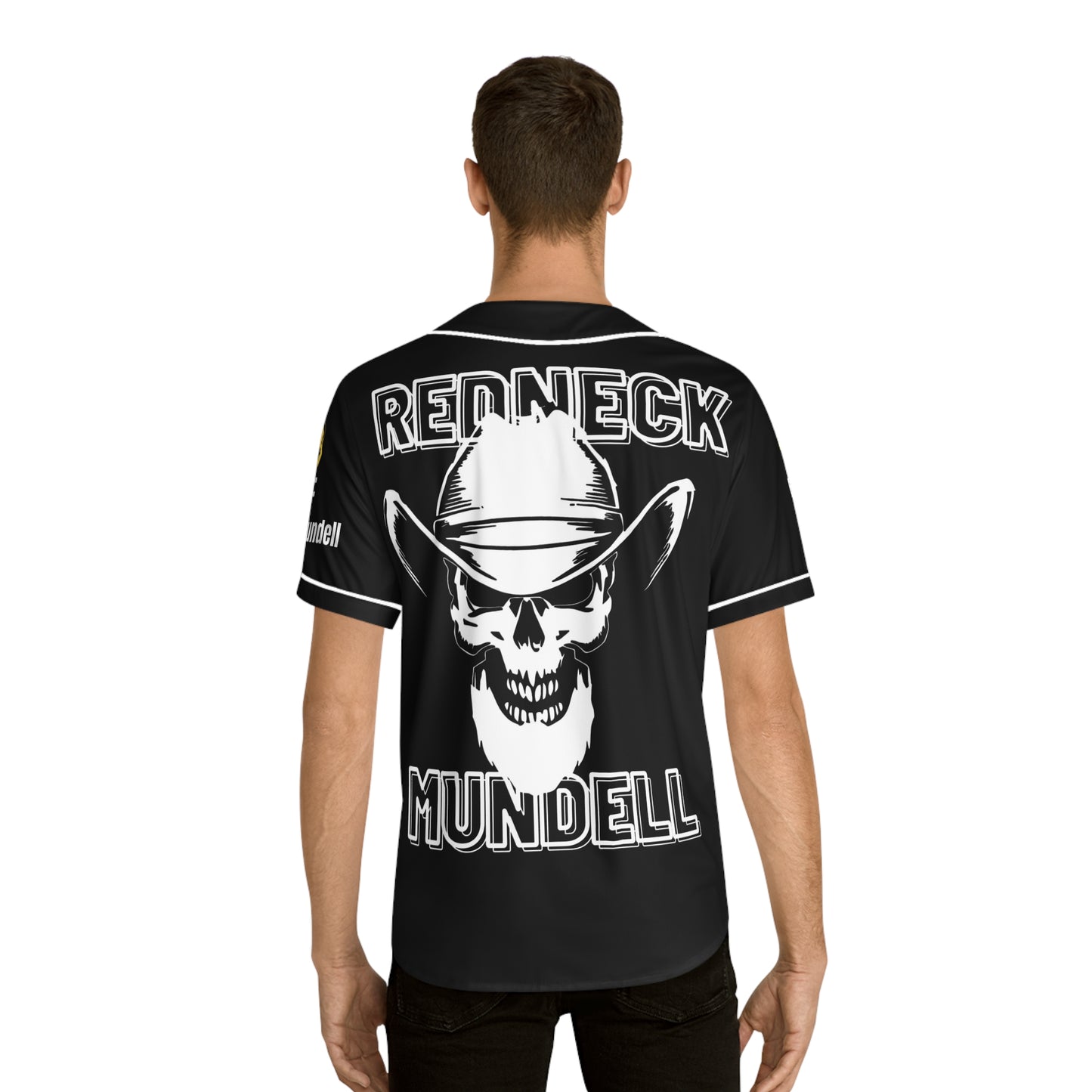 Men's Baseball Jersey - Redneck Mundell with Skull Design