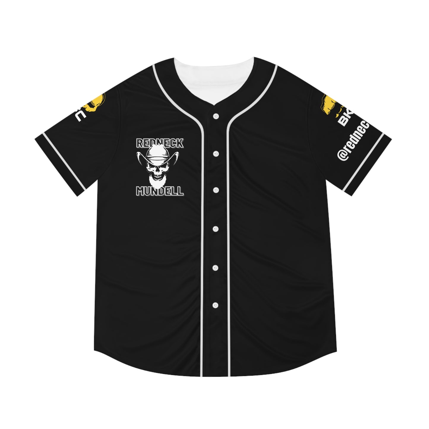 Men's Baseball Jersey - Redneck Mundell with Skull Design