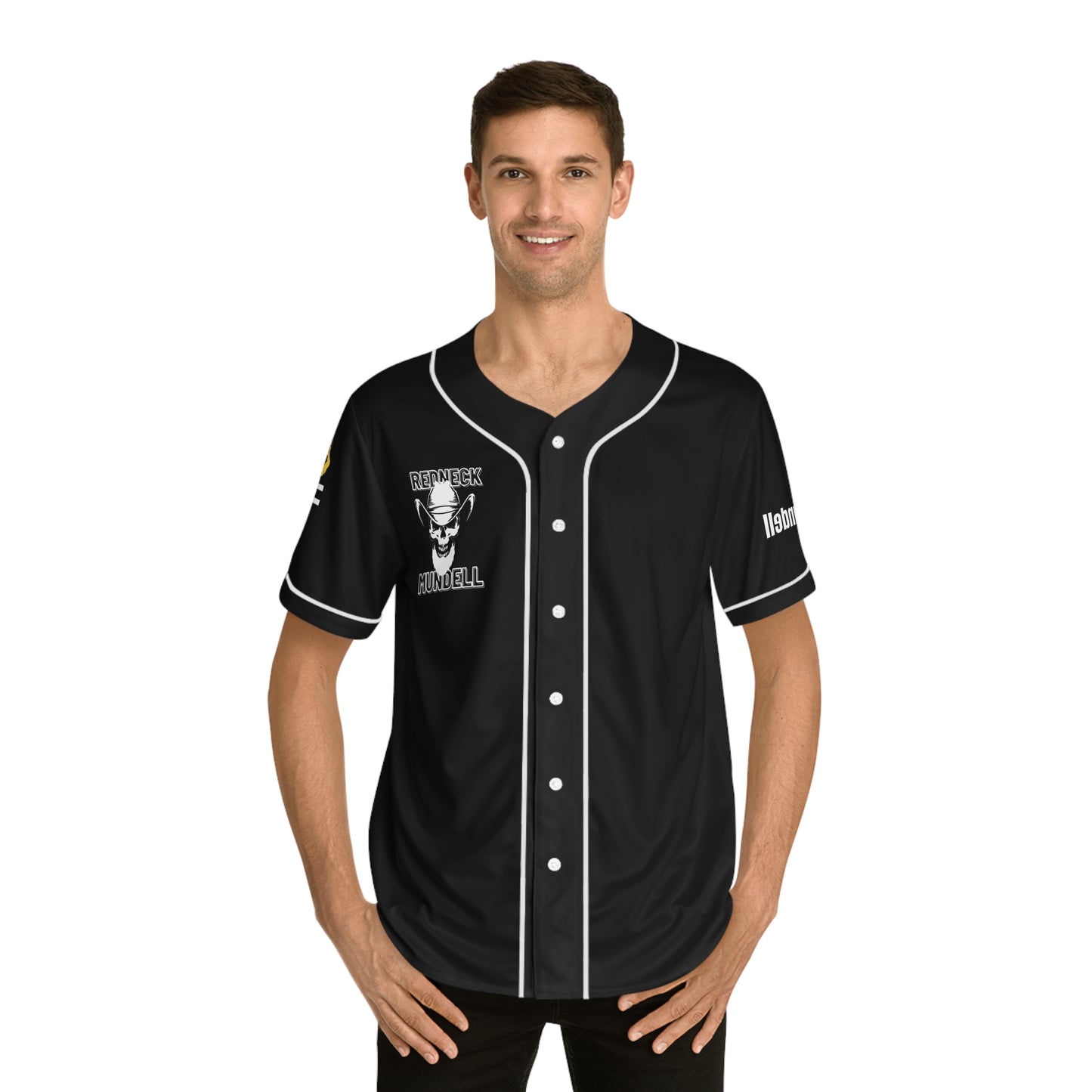 Men's Baseball Jersey - Redneck Mundell with Skull Design
