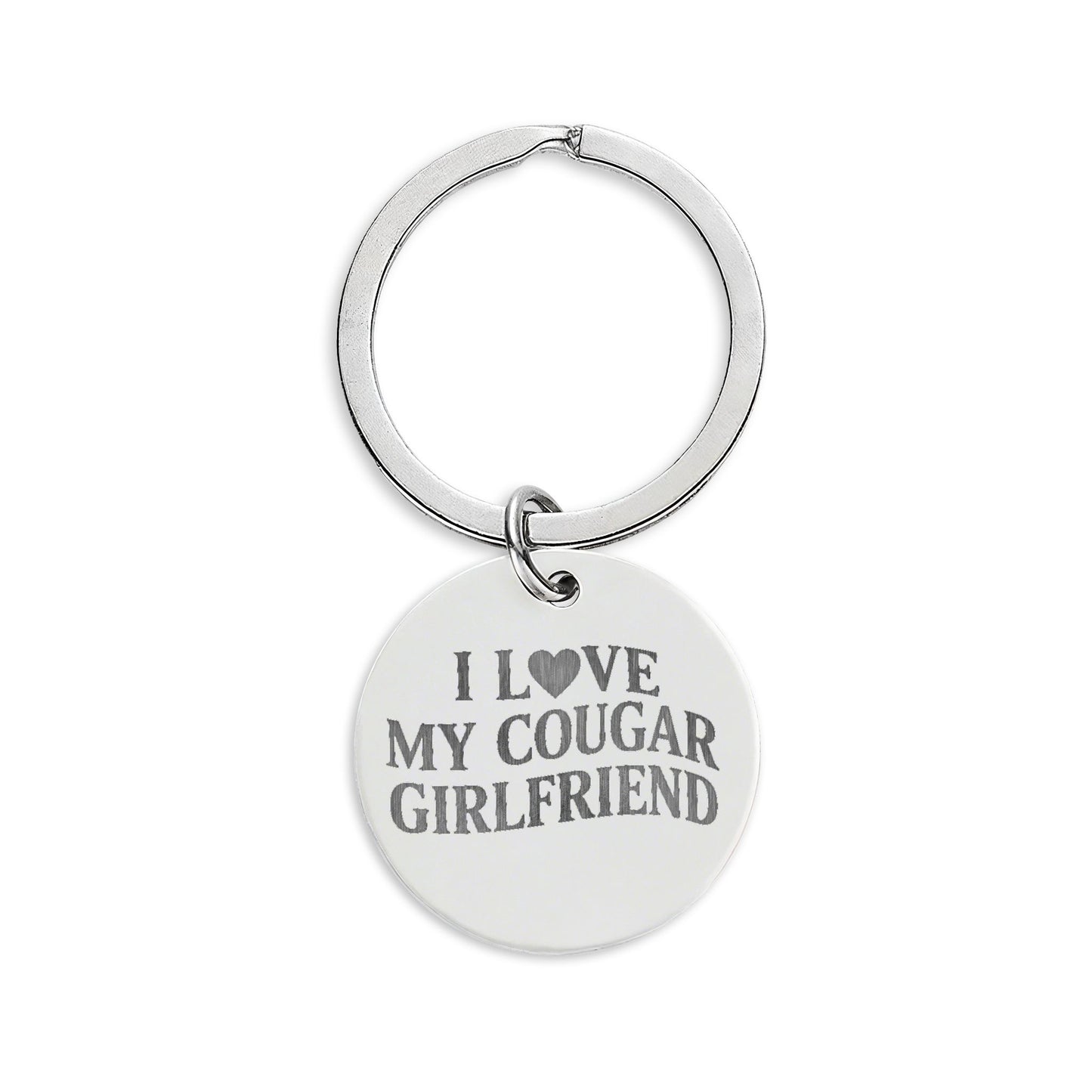 Cougar Girlfriend Engraved Round Keychain