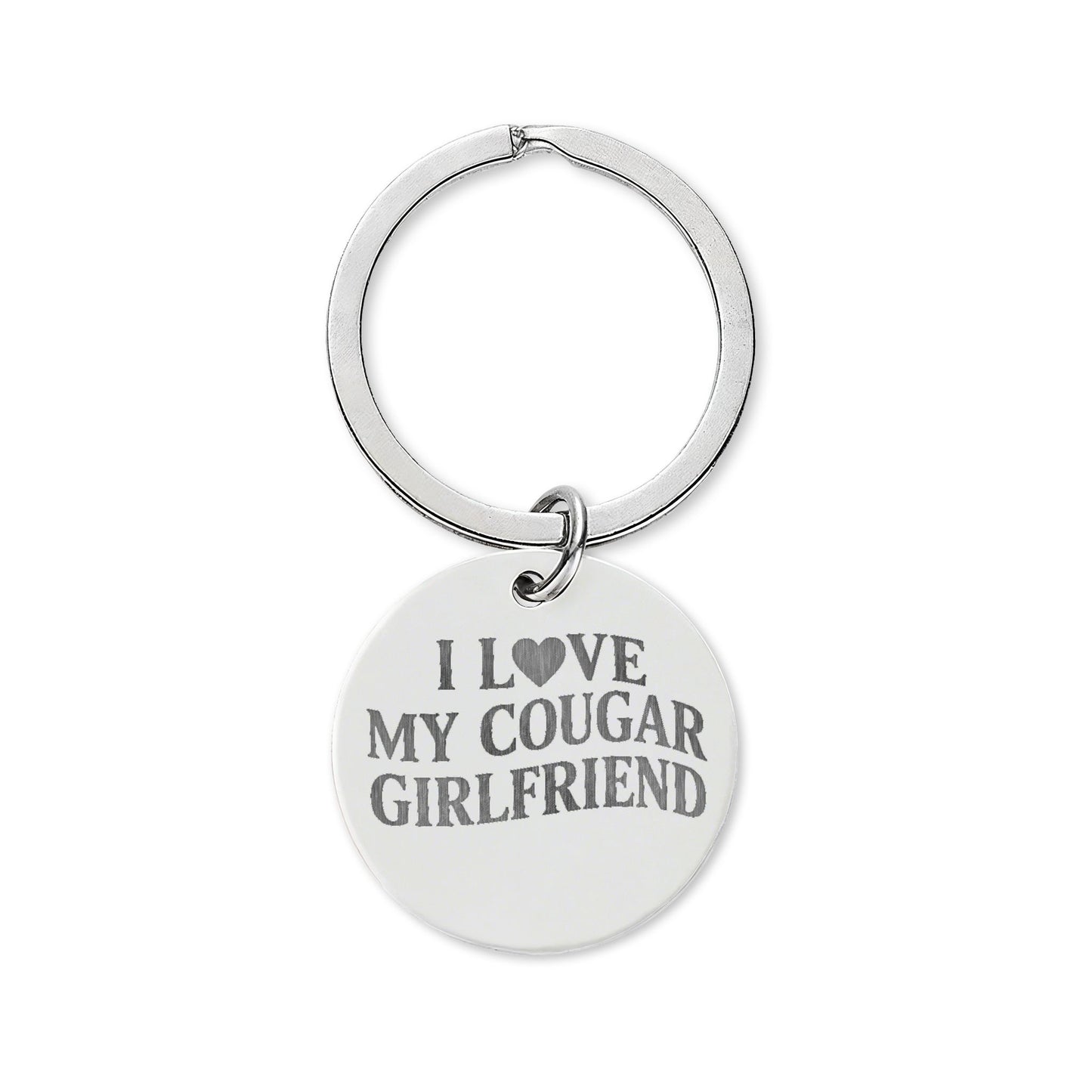 Cougar Girlfriend Engraved Round Keychain